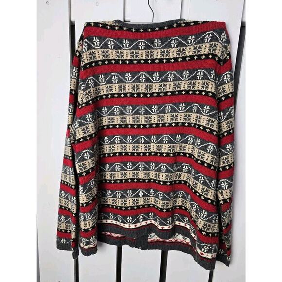 Meg Allen Liz‎ Claiborne Women's Fair Isle Cardigan Knit Christmas Sweater XL - Picture 2 of 7